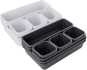 Wholesale Hot-selling 8pcs Office Interlocking Drawer Organizer Tray Divider Storage Bins 8pcs Plastic Interlocking Bin Pack Set