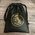 Black Metallic Hot Stamping logo Thick Leather Drawstring Pouch Bag with Thick Strings