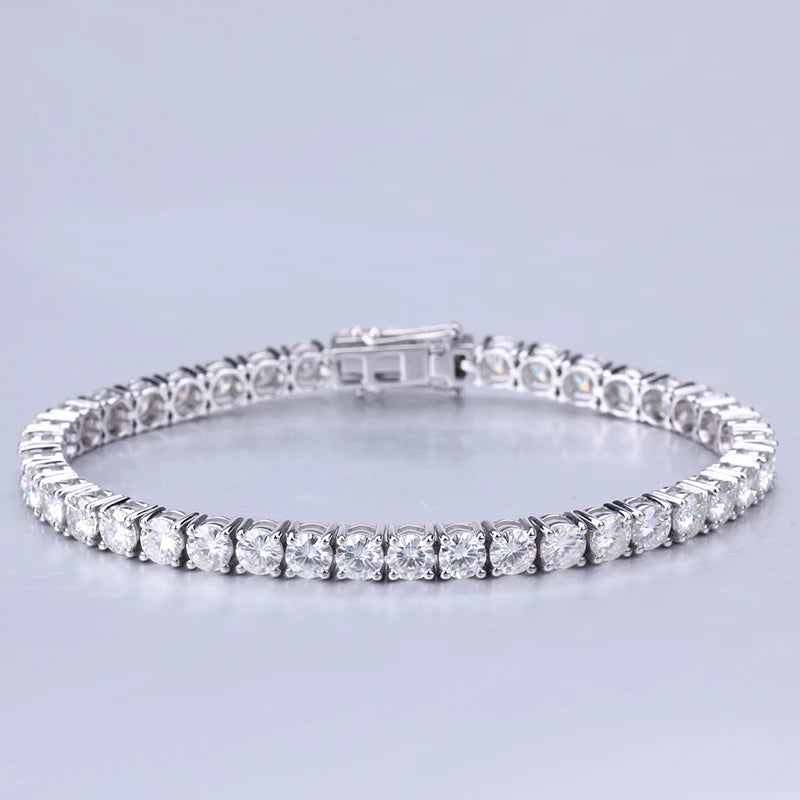 Starsgem 14K Solid  Gold 3mm Moissanite Diamond Tennis Bracelet