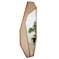 Solid Wood Frame Full-Length Mirror Retro Modern Design with Natural Cane for Home Furniture Dining Living Room Bedroom Kitchen