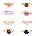 Natural Stone Ring Irregular Birth Stone 14k Ring Women Rough Amethyst Rose Quartz Crystal Rings for Women