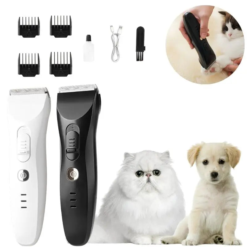 2024 Professional Dog Grooming Clippers Quiet Ceramic ABS Pet Trimmer 2 Speeds Battery Powered for Cats Dogs Stainless Steel