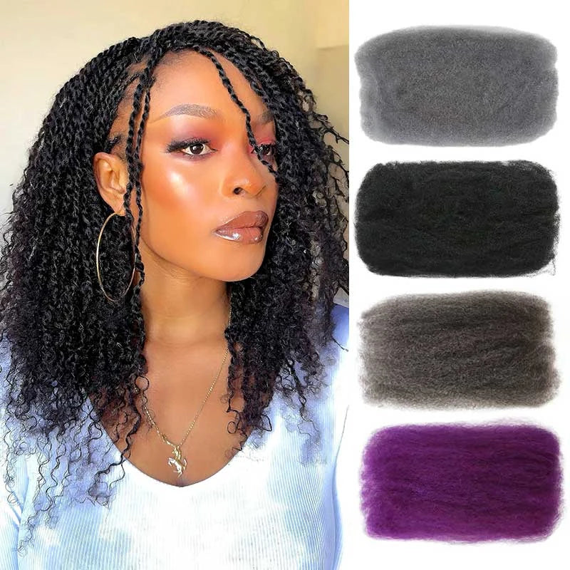 100% Human Hair Virgin Afro Kinky Hair Bulk Soft Naturel Bulk Braiding Afro Mini Twists Braids for Women Dreadlock Extensions