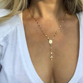 Classic Gold Oval Necklace Metal Cross Tassel Necklace for Women Summer Vacation Seaside Party Dance Jewelry Gift