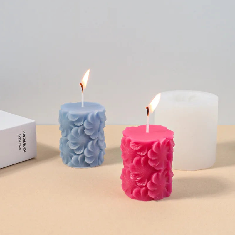 Flower Pattern Column Candle Silicone Mold Manual Aroma Candle Decoration Heat Resistant Disposable