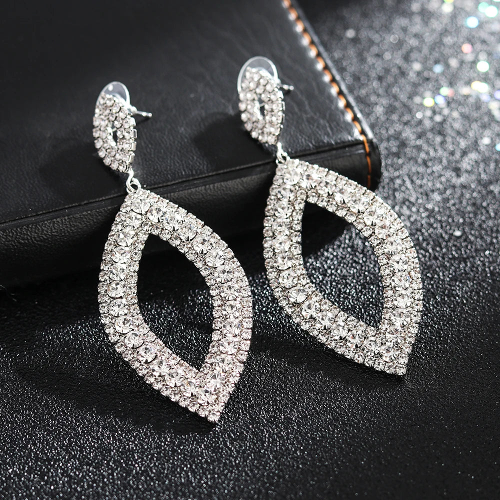 Fashion Rhinestone Zircon Bridal Earrings Jewelry Diamond Drop Earrings