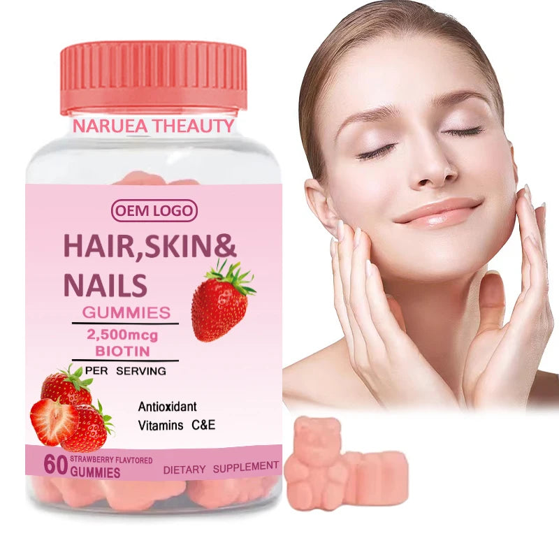 Factory Supply OEM Biotin Multivitamins Hair and Nails Care Gummies Natural Herbal Supplements Hair Gummies