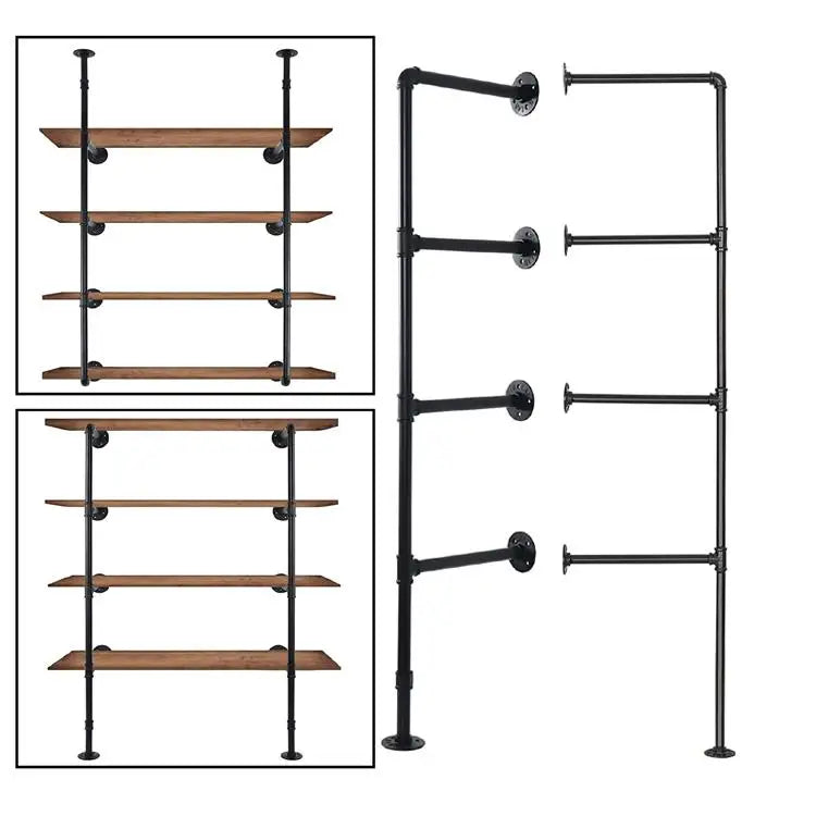 Pipe Shelf Bracket Iron Kit Wall Mounted Floating Industrial Pipe Shelf Brackets Heavy Duty Shelf Brackets