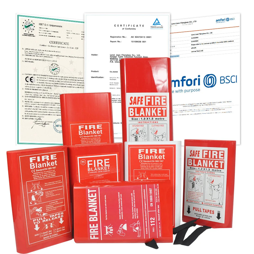 1m X 1m Fiberglass Emergency Fire Blanket for Kitchen Fireplace with EN1869 2019