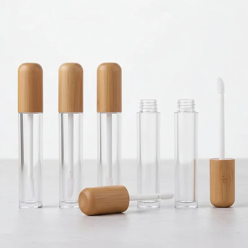Natural Empty Bamboo Lip Container Lipstick Lipgloss Tube Free Sample Bamboo Cosmetic Makeup Packaging