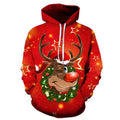 Fitspi Christmas Printed Hooded Sweatshirts Men's Women's Leisure Hoodies Fashion Hip Hop Style Red Pullover Autumn Clothes