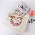 Customizable Printed Heat Transfer Logo Reusable Recycled Quilted Fabric Minimalist Beige Cotton Canvas Tote Bag for Daily