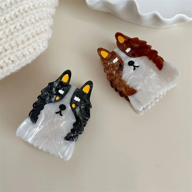 Cute Cartoon Dog Shape Acetate Hair Claw Clips European and American Style Acetic Acid Hair Clips for Girls