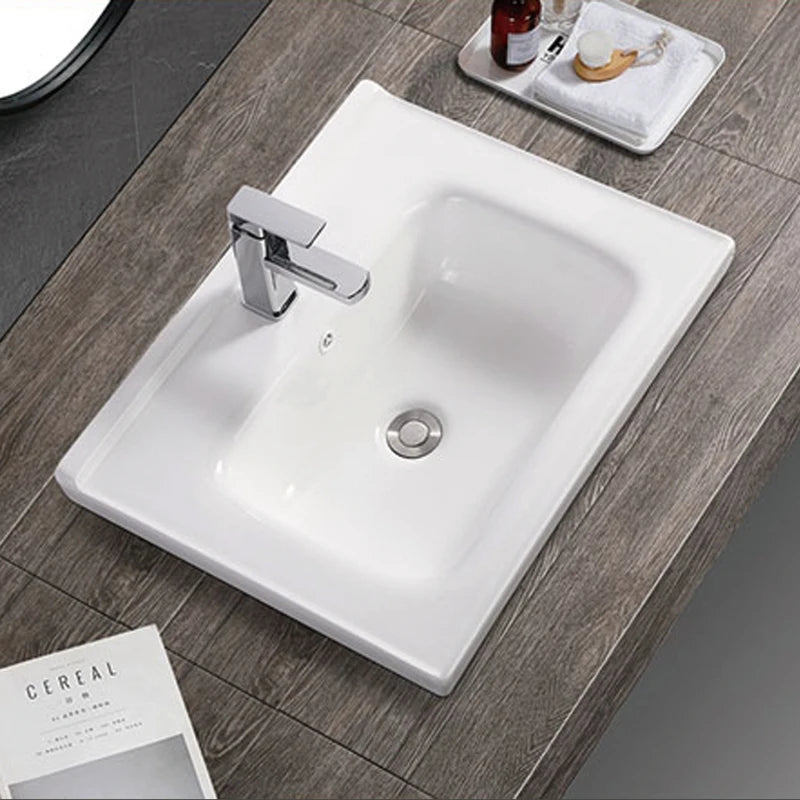 China Porcelain Sanitary Ware Bathroom Vanity Wash Basins Thin Edge Cabinet Sink