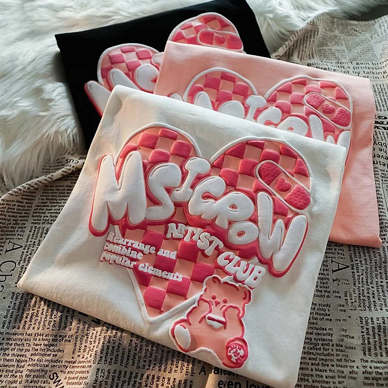 Hot Sale Oversized Manufacturer Heat Transfer Foam Puff Screen Print Tee Tshirt Custom 3D LOGO Puff Print Luxury t Shirt