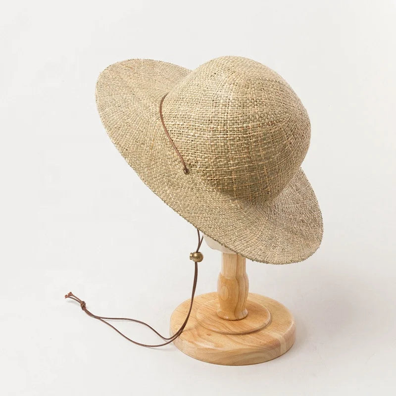 2020 Summer New Oceanside Beach Outdoor Resort Travelling UV Sun Shade Rush Straw Kids Hat With Wind String MegaBDM