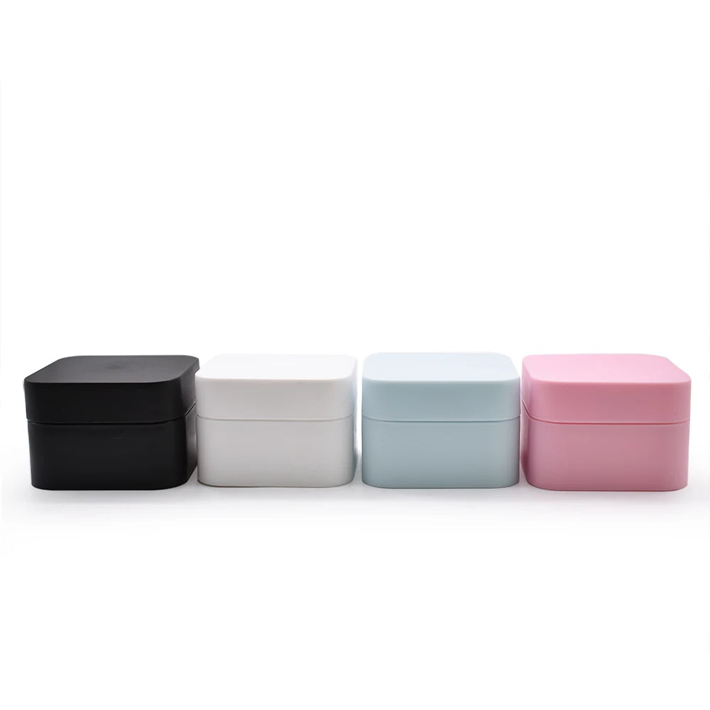 New Style White Black Pink Blue Square Double Wall PP 50g Cosmetic Cream Jar for Eye Cream & Face Mask