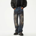 Ripped Hip Hop Flare Custom Design Straight Baggy Streetwear Casual Fashion Jeans