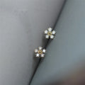 Minimalist Style New Arrivals High Quality Flower White Zircon Stud Earrings
