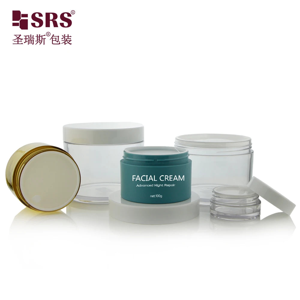 Various Sizes clear Custom Color PET Plastic  Empty 200ml 250ml 300ml Cosmetic Jar