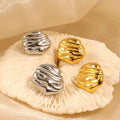 Minos New Stainless Steel Hammer Textured Round Stud Earrings 18k Gold Plated Hypoallergenic Hammered Irregular Stud Earrings