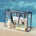 Custom Logo PVC Tote & Duffle Bag with Transparent Clear Shoulder Strap Zipper Closure Beach Handbag for Daily Life