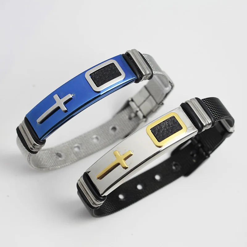 Customized High-Polished Titanium Steel Cross Watch Tie Bracelet Adjustable Fashion Charm Jewelry With Low MOQ