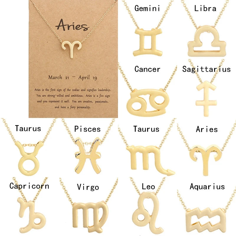 2024 Summer  Hot Style 12 Constellations Necklace Ins Zodiac Pendant Clavicle Horoscope Necklace