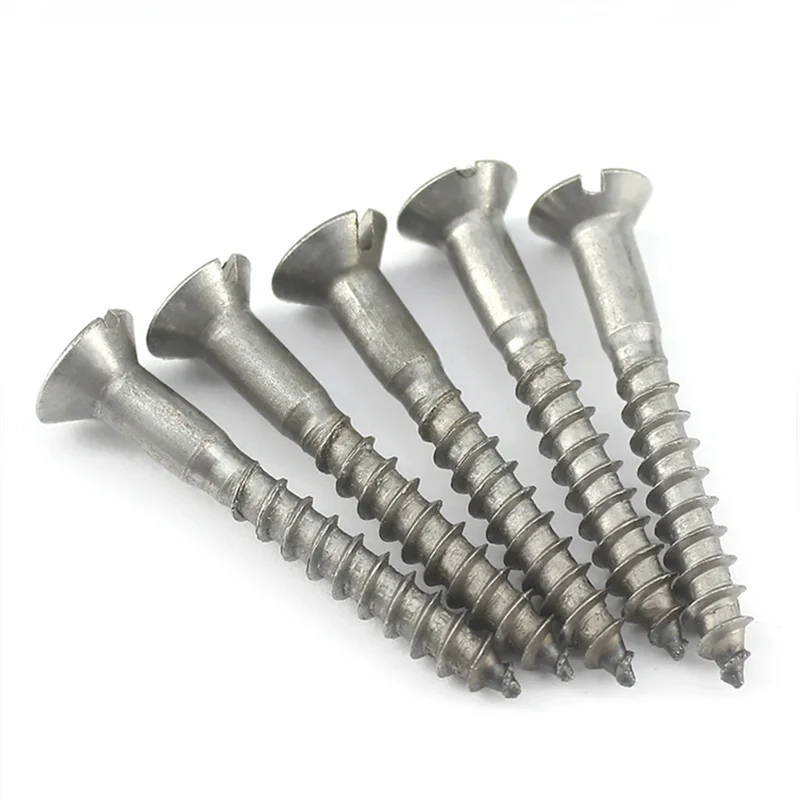 Stainless Steel SS SUS AISI ANSI 304 316 316L A2 A4 A2-70 A2-80 A4-70 A4-80 Slotted Countersunk CSK Head Wood Screw DIN97 GB100