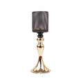 Hot Selling Handmade Black Grid Gold Iron Candlestick Holder for Christmas Home Decoration