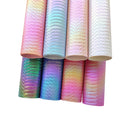 Python Snake Skin Embossed Metallic Rainbow PU Faux Leather Cotton Back for Making Shoe Bag Decoration Earring Craft Coat