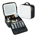 Makeup Bag with Light up Mirror Lighted Makeup Case with Adjustable Dividers with Mini Jewelry Box Square Lighted Desktop Mirror
