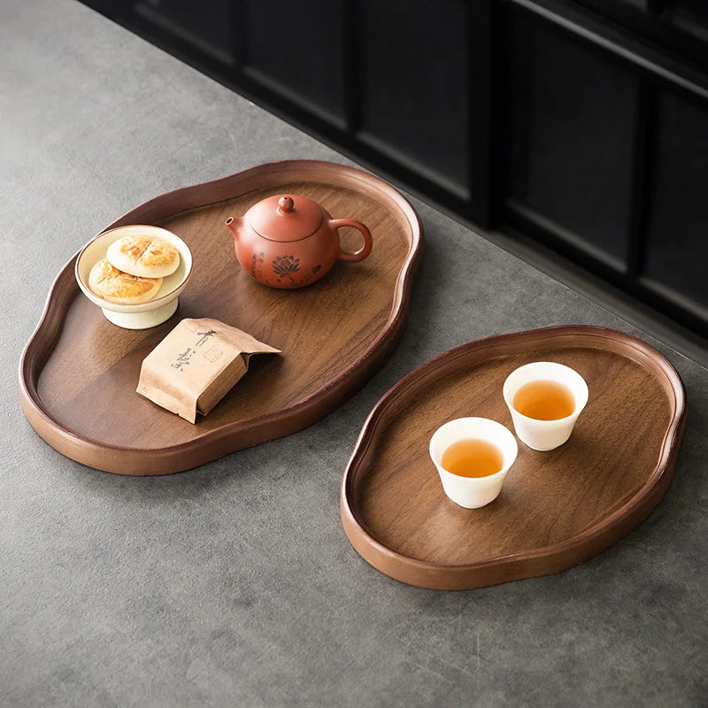 Eco Teacup Wood Retro Bamboo Tray Cake Candy Kung Fu Tea Jewelry Decorative Tray Dessert Storage Dish Home Decor Posing Prop