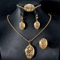 Fashion Dubai 14k Gold Plated Wedding Bride Earing and Necklace Jewelry Set for Women
