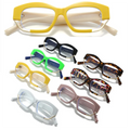 Fashionable Round Thick PC Brown Tortoiseshell Frame AC Lens Eyeglass Glasses Frame Rice Nail Eyewear Optical Frames Unisex