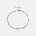 FUAMAY Fashion Jewelry Dainty 925 Silver Bracelet Center White Loves Heart Pink Zircon Tennis Bracelet Couple PersonnalisÃ©