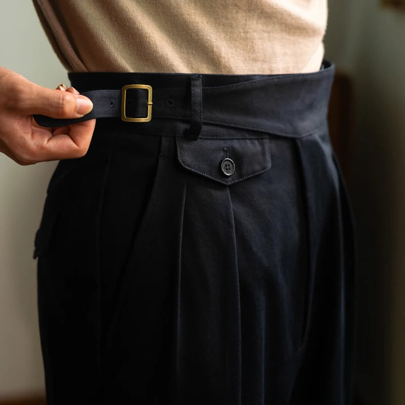 Wholesale Retro Silhouette Pants Casual Trousers With High Waist and Solid Color Loose Neapolitan Men's Trousers Pants