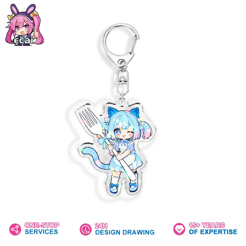 Custom Design Factory Price No Moq Cute Kawaii Cartoon Clear Acrylic High Quality Keychain Charm Plastic Keychain Anime