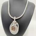Women's Vintage Jewelry Sets Factory Hot Sale Oval Glass Drop Silver Diamond Crystal Pendant Rhinestone Tape Necklaces Earrings