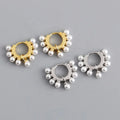 2020 NEW 925 Sterling Silver Full Round Pearl Dangling Earrings Hoop Earring for Women