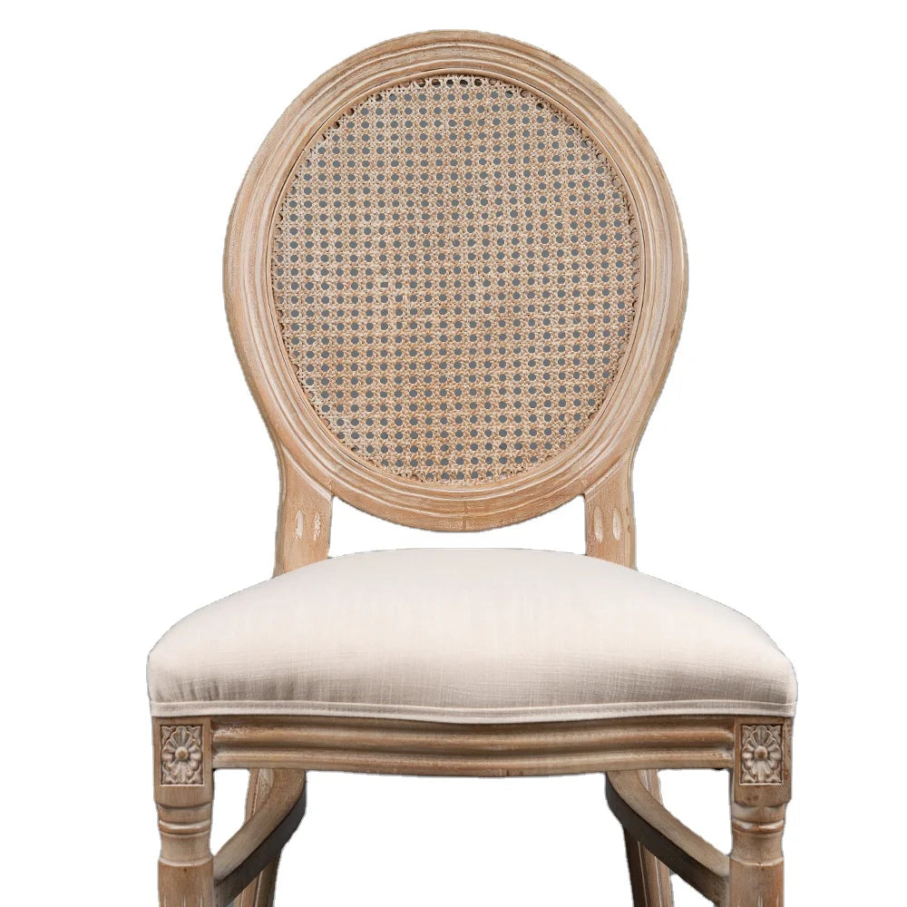 Modern Luxury Vintage Solid Wood Restaurant Banquet Chairs Louis XV Furniture Dining Chair