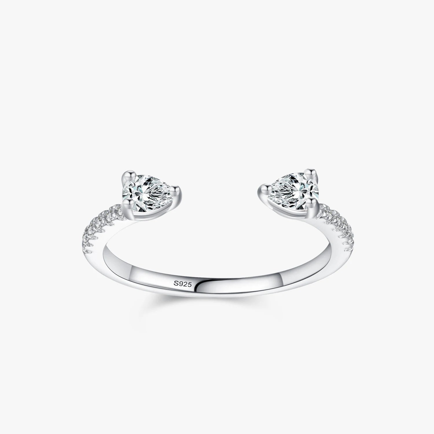 Ailmay Solid 925 Sterling Silver Water Drop Shape Dazzling CZ Adjustable Finger Ring for Women Girls Birthday Party Jewelry Gift