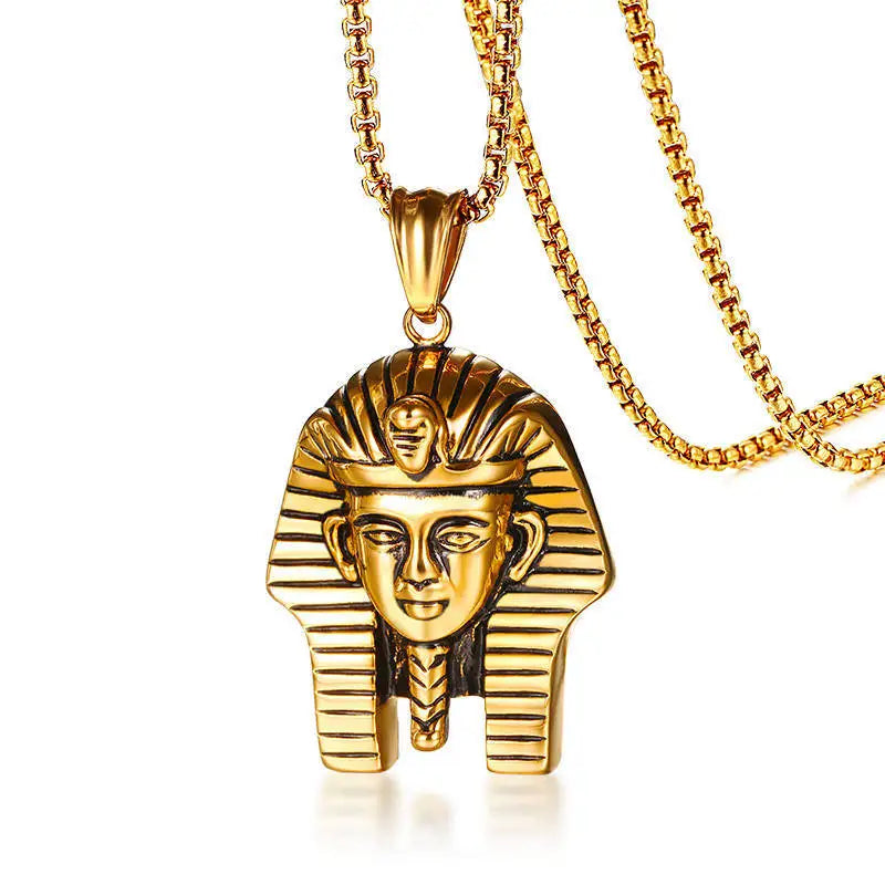 Ancient Mystical Religious Jewelry Stainless Steel Pharaoh Pendant Men's Stylish Gold Pendant Necklace