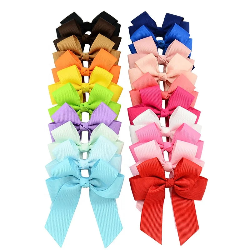 OKAY Wholesale Pure Color 10.5CM Grosgrain Ribbon Latest Girls Hair Clips Boutique Bow Band for Toddler Children Teens