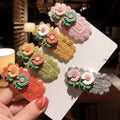 Korean Cute Daisy Flower Kid Hairpin for Children Floral Decorative Knit Crochet Hair Pins Girls Snap Hair Accessories Clips