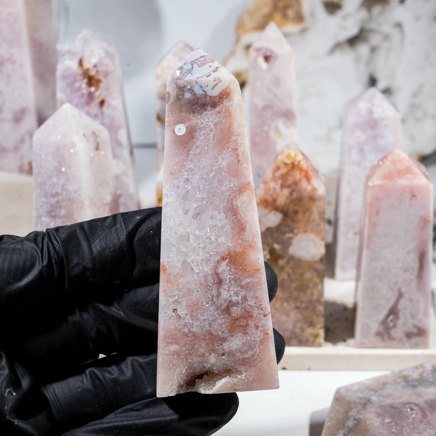 Factory Price Healing Crystal Pink Amethyst Crystal Tower Wholesale Point Tower