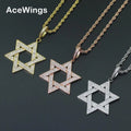 CN060 Trendy Brass Setting CZ Hip Hop Pendant Necklace with Rope Chain and Micro Pave CZ Stones for Men and Women