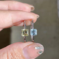Wholesale Non Fade 925 Sterling Silver Emerald Cut Natural Aquamarine Engagement Wedding Gold and Silver Couple 2 Pcs Ring