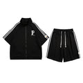 Summer Men's Casual Sportswear Shirt Single Breasted Loose Short Sleeve Breathable Print Tracksuits Tshirt Shorts Jogger Sets