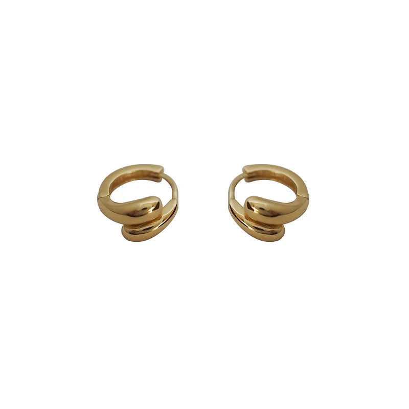 925 Sterling Silver Water Drop Shaped Earrings Hoops Personalized Minimalist Style for Women